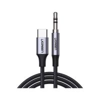 cable de audio ugreen mini jack 35mm a usb-c 1m reforzado negro alta durabilidad