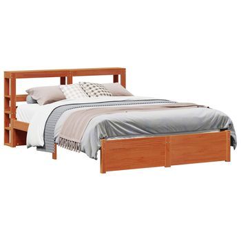 Estructura De Cama Con Estante Marrón Cera 150 X 200 Cm Vidaxl