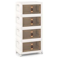 juego de 4 cajas de almacenamiento apilables con tapas ruedas y puertas 495 x 315 x 1125 cm