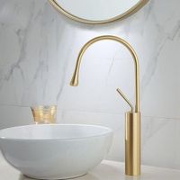 grifo monomando lavabo alto giratorio calgary 48 oro cepillado dorado