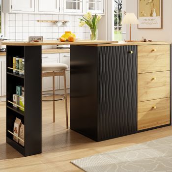 Mesa De Bar Extensible Y Giratoria 360°, 138-204 × 39 × 104 Cm, Con Almacenaje