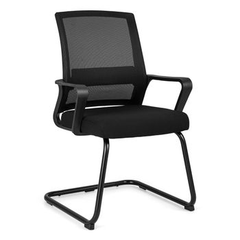 Costway Silla de Oficina con Soporte Lumbar Respaldo Medio Asiento Tapizado Silla Ergonómica de Malla para Recepción 62 x 59 x 94 cm Negro