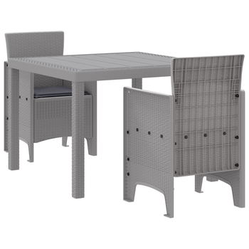 Conjunto De Comedor De Jardín De 3 Uds Con Cojines Gris Claro De Polirratán Cfw917797