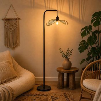 Lámpara De Pie De Estilo Industrial Vintage De Una Luz E27 Lámpara De Lectura Con Interruptor De Pie Para Salón Dormitorio U Oficina Metal Zmh Negro