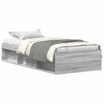 Cama Individual | Cama Para Adultos | Estructura De Cama Gris Sonoma 90x190 Cm