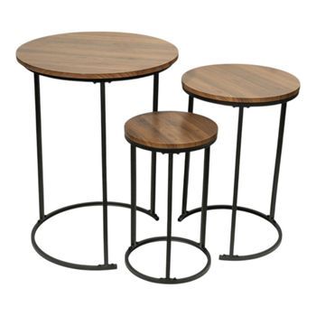 Set 3 Mesas Madera/metal