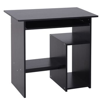 HOMCOM Mesa de PC Moderna en Madera con Estante para CPU y Espacio para Teclado Extraíble 80x45x75 cm Negro   Aosom España