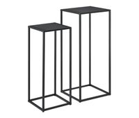 set de 2x mesas auxiliares barbaricina cuadradas metal 70 x 30 x 30 cm y 60 x 25 x 25 cm - negro encasa