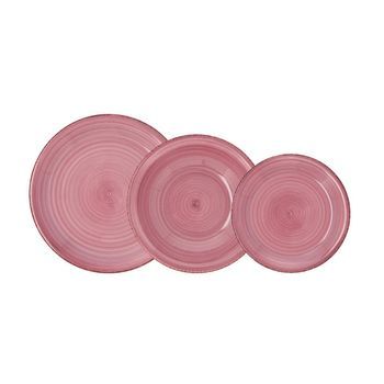 Vajilla Cerámica 12 Piezas - 4 Personas Quid Vita Peoni - Rosa Evite Dejar Los Platos En El Lavavajillas Una Vez Este Haya Finalizado