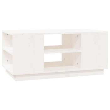Mesa De Centro De Madera Maciza De Pino Blanco 90x49x40,5 Cm