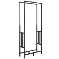 outsunny lenero exterior de acero robusto para lena con ancho y alto ajustables capacidad 100 kg 455-755x25x98-170 cm negro   aosom espana
