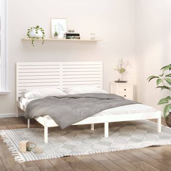 Cama Matrimonial | Cama Para Adultos | Estructura De Cama Madera Maciza Blanco 200x200 Cm Cfw192790