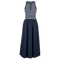 tommy hilfiger vestido largo gold button poplin mix dress para mujer