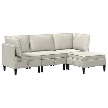 Juego De Muebles De Salón 4 Uds. Crema Terciopelo Vidaxl