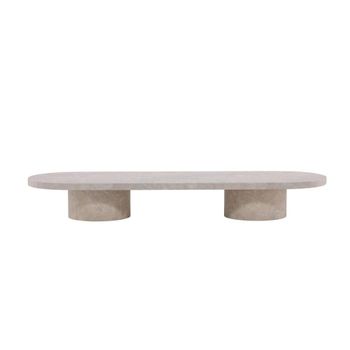 Mesa baja ovalada efecto mármol 190x60cm - beige
