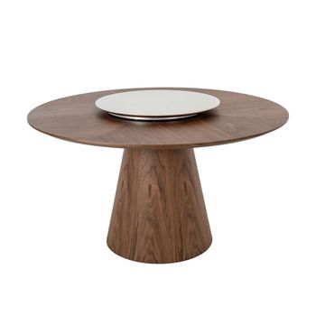 Mesa comedor redonda giratoria nogal