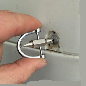 1 mini juego de destornilladores de bolsillo con llavero, destornillador multifuncional de cabeza plana y cruzada, perfecto para acampar