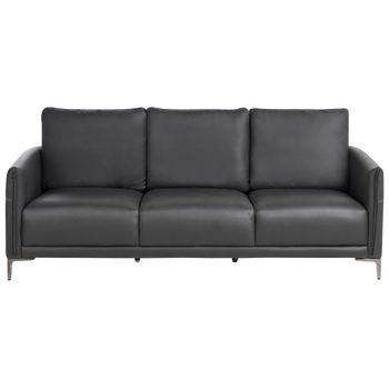 Sofá De 3 Plazas Tapizado De Tela Estilo Moderno Patas De Metal Negro Cilens