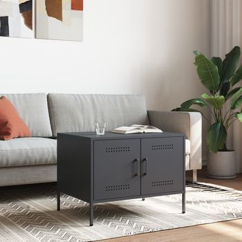 Mesa De Café | Mesa De Centro Acero Gris Antracita 68x50x50,5 Cm