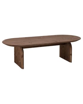 Mesa de centro ovalada de madera maciza en tono nogal de 120x35cm