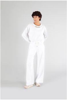 pantalón palazzo de felpa white