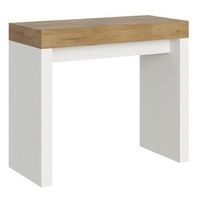 consola extensible madera clara y patas blancas 40 a 196 cm 8 plazas ribo-soporte 2 pies