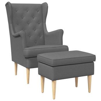 Sillón Con Pouf 2 Uds. Gris Oscuro Tela Vidaxl