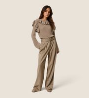 twinset para mujer 262tt2220 pantalon palazzo de raso mate marron 42 beige casual poliester