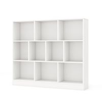 costway estanteria de 10 cubos organizador de almacenamiento de 3 niveles estante de exhibicion de 120 cm para sala de estar dormitorio