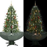arbol de navidad con nieve con base en paraguas verde 170 cm vidaxl