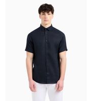 ax armani exchange para hombre xm001223af14619ub101 camisa informal marino m casual lino manga corta