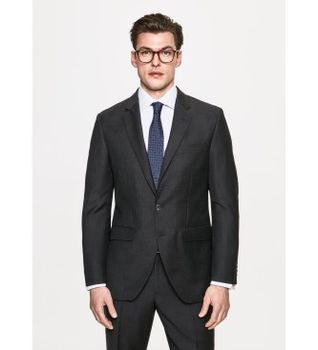 Hackett London para hombre. HM441678 Americana de Lana lisa gris oscuro (44/34), Casual, Clásico