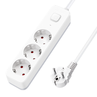aigostar regleta enchufes alargador enchufe de 3 enchufes con interruptor cable de 5 metros blanco