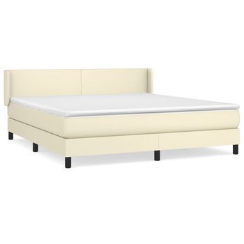 Cama Tapizada 203x163x88 Cm Vinilo - Crema