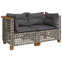 2 uds sofas de esquina jardin  sofa de exterio con cojines ratan sintetico gris