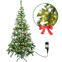 aigostar 150 cm arbol de navidad artificialcon cadena de luces led de 13 m 200 led blanco calido 8 modos de iluminacion280 ramascolor verdeincluye soporte de meta