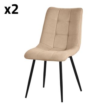 2x Sillas de comedor marrón acolchado tapizado suave con respaldo