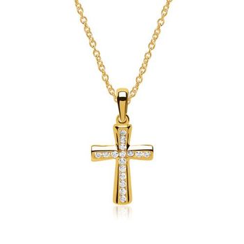 Cadena cruz 8 quilates gold circonita
