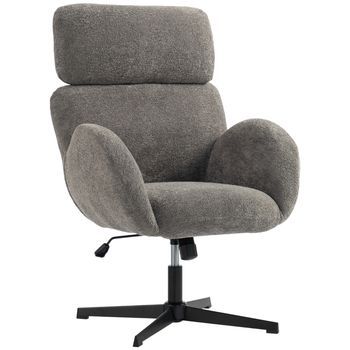 Silla De Oficina Aspecto Terciopelo, Silla De Escritorio Gris, Ergonómica, Asiento Regulable En Altura, Base De Acero.