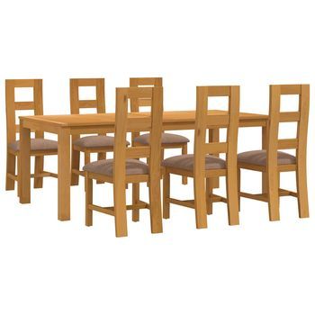 Conjunto De Comedor 7 Uds. Gris Madera De Roble Sólido Vidaxl