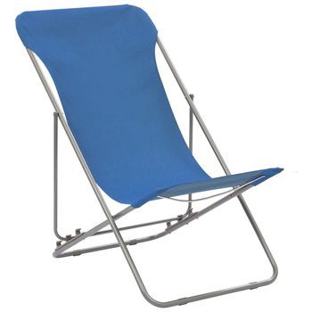 Pack 2 Uds Sillón De Playa| Sillas De Playa Plegables Acero Y Tela Oxford Azul