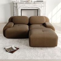 sofa esquinero modular de pana de 2 plazas marron sin marco