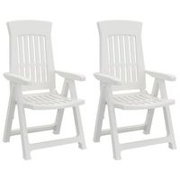 pack 2 uds sillas reclinables de jardin  silla de exterior  sillon pp blanco