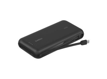 Powerbank - Belkin BPB024hqBK, 20000 mAh, 1x USB-C, Cable Integrado, Carga Rápida, 30W, Negro