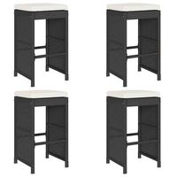 4 uds taburetes altos de bar  taburete alto de jardin cojines ratan pe negro