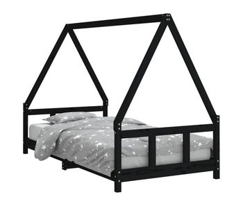 Vidaxl estructura de cama para niños madera de pino negro 90x190 cm