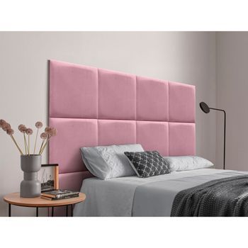 Dhome Cabecero Tapizado Para Camas De 90cm Compuesto De Paneles Autoadhesivos Intercambiables De Terciopelo Premium Cama Lujo Dormitorio Acolchado (rosa, 90cm)