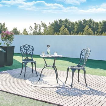 Set Bistró De 3 Piezas Lupsam Aluminio Fundido Gris Oscuro/verde [casa.pro]