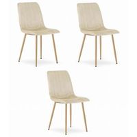 set de 3 silla de comedor tela de terciopelo valora jewa asiento de terciopelo beige claro