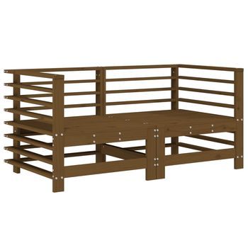 2 Uds Sofás De Esquina De Jardín | Sofá De Exterior Madera Maciza Pino Marrón Miel